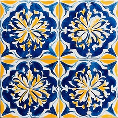 Vibrant and colorful Spanish or Portuguese Azulejo ceramic tile pattern