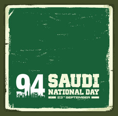 Wall Mural - 94 Saudi National Day. 23rd September. Arabic Text Translation: Our Saudi Arabia National Day. Kingdom of Saudi Arabia. Vector Illustration.