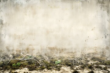 Canvas Print - Vintage Grunge Wall Texture with Branches and Plants