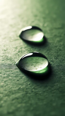 Wall Mural - Water drops on green background