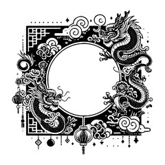 Wall Mural - chinese dragon frame design