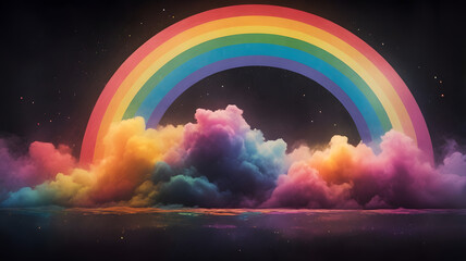 Canvas Print - rainbow over the sea, ai generated