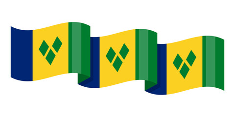 Wall Mural - Vector illustration of wavy Saint Vincent and the Grenadines flag on transparent background