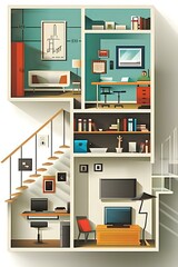 Wall Mural - Modern House Interior Design Cross Section