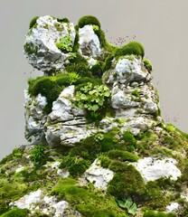 Green Moss Covered Rocks Closeup