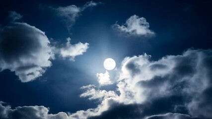 Poster - A large moon is shining brightly in the sky, surrounded by clouds