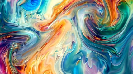 Poster - A colorful swirl of paint with a yellow and orange center