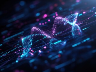 a futuristic holographic display illustrating biology and biochemistry pathways within taxonomy.