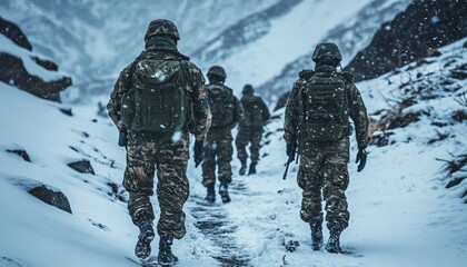 Indian soldiers conducting special military operations in challenging snowy terrain conditions