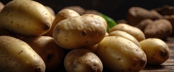 Wall Mural - A Close-Up of Potatoes with a Rustic Background