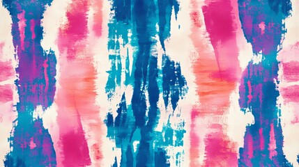 A seamless colorful tie-dye shibori print featuring a hand-drawn batik pattern with a rug-textured background. This modern batik design is perfect for wallpaper tiles, fabric