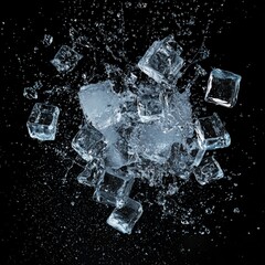 Sticker - Ice cubes splash in water