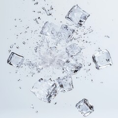 Canvas Print - Ice cubes splash in water