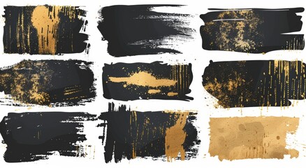Poster - Abstract Black and Gold Paint Splatter Design Elements