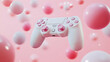 © Eddy Drmwn - Pink and white game controller with pink orbs in the background.