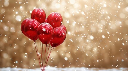 Poster - Red balloons in the snow