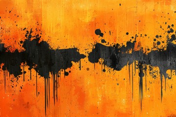 Canvas Print - Black splatter on orange