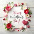 © Rashidul - Happy Valentine's Day. Love postcard, on a white background,empty paper. I love you. Greeting card. Ai Generated