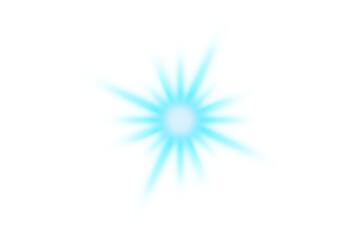 Blue starlight effect isolated on transparent background. Blue light PNG. Glowing light lens flare. Blue star light sparkle effect. Graphic design elements