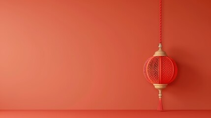 Canvas Print - Red lantern on red wall