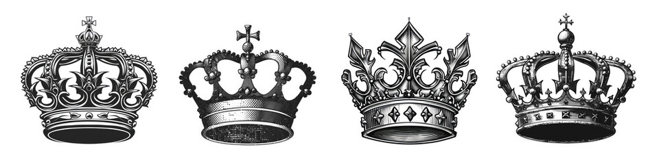 Poster - Crown illustration png cut out element set