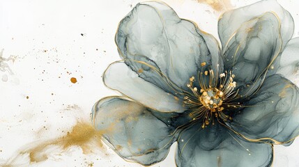 Wall Mural - Abstract gold and grey flower