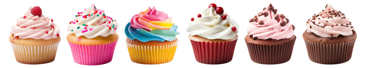 Wall Mural - Cupcake dessert png cut out element set