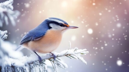 Wall Mural - Cute bird, white background.