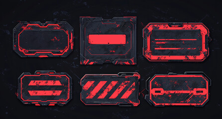 Aufkleber - Alerts for danger on the hub. Warning and caution signs. Tech and digital frames that show a danger zone. Warning and caution signs on the hub.