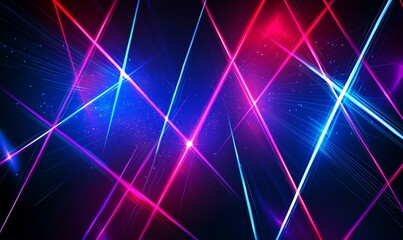 Aufkleber - Futuristic neon flashes on black background. Motion light lines backdrop. Created using generative AI software.