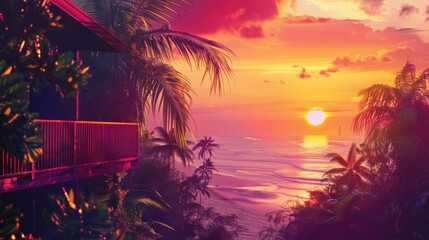 Wall Mural - Tropical Sunset Paradise