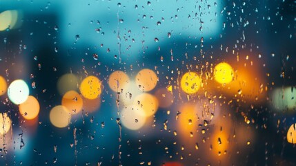 Wall Mural - Window raindrops magnified