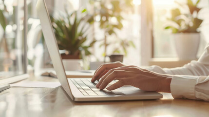 Wall Mural - The Hands Typing Laptop