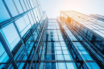 Aufkleber - Skyscraper business office buildings. Top-down view of a big modern city urban landscape. Stock image.