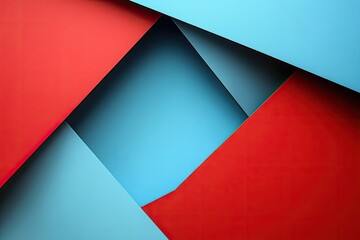 Wall Mural - abstract composition of colorful red and blue paper layers, creating a modern and artistic backgroun