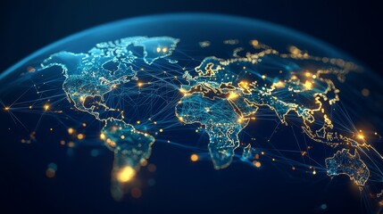 Poster - A global network connection, digital art illustration, and stock photography