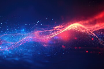 Wall Mural - Colorful abstract background with smooth waves and glowing particles, perfect for technology, art, or modern designs.