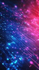 Wall Mural - vibrant abstract background with glowing lines and dots, showcasing a dynamic blend of blue and pink