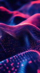 Wall Mural - vibrant abstract wave patterns in purple and blue with glowing dots, perfect for backgrounds or digi
