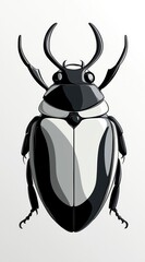 Poster - Black and White Beetle Illustration