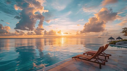 Wall Mural - Sunset Serenity by the Pool