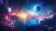 © Nuttaya Nampai - Majestic view of the Milky Way galaxy with vibrant colors, distant nebulae, and numerous planets, floating in the cosmic vastness, creating a stunning space landscape