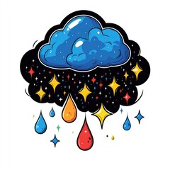 Poster - Colorful Rain Cloud with Stars