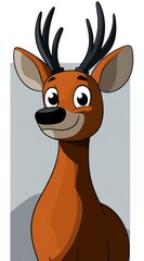 Poster - Cute Cartoon Deer with Big Eyes