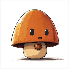 Canvas Print - Cute Cartoon Mushroom Character Illustration