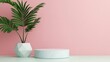 © IYearDesign - Luxury matte podium, geometric accents, subtle shadowing, minimal background, flat design illustration