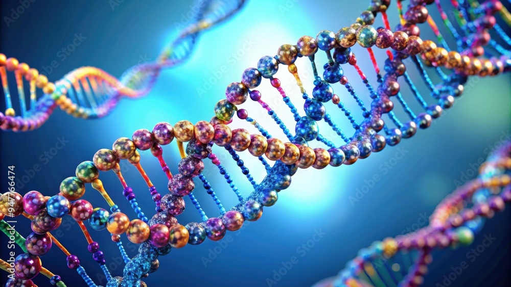 Colorful depiction of DNA double helix structure, DNA, double helix ...