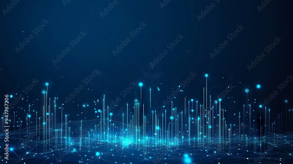 Abstract stock market candlesticks and world map on technology blue ...