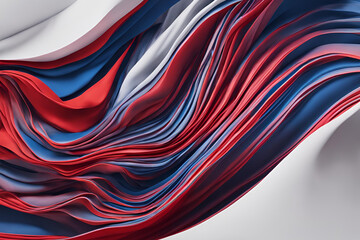 Wall Mural - An artistic rendering featuring a 3d depiction of layered cloth in abstract form, with a striking interplay of red and blue hues creating a visual depth and sense of movement