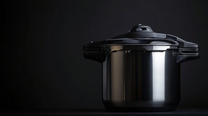 Electric pressure cooker with multiple cooking modes, silver finish, and black backdrop